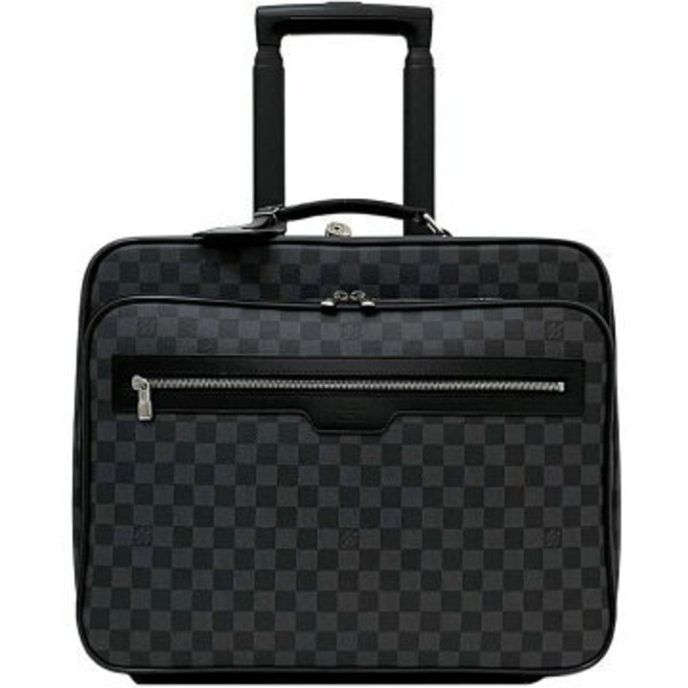Louis Vuitton Pilot Case Graphite Black Canvas Bag Suitcase Business Roller